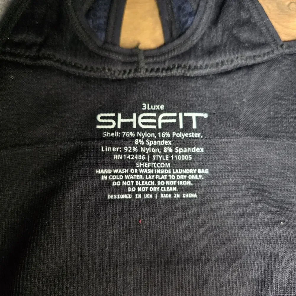 SHEFIT Low Impact Sports Bra Heathered Indigo sz 3Luxe Brand New
